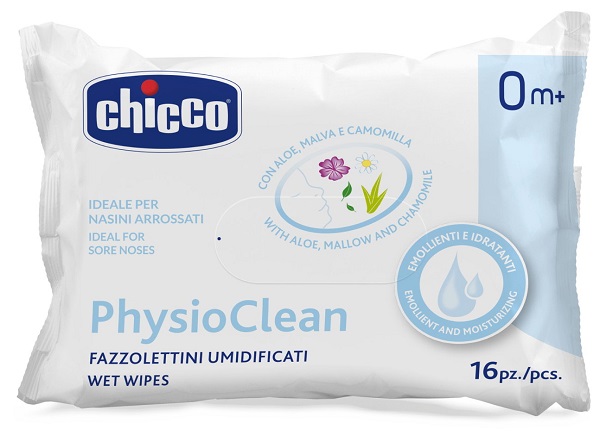 CHICCO FAZZOLETTINI UMIDIFICATI PHYSIOCLEAN 16 PEZZI